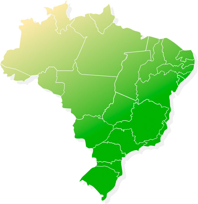 Mapa verde de todos os estados do Brasil.